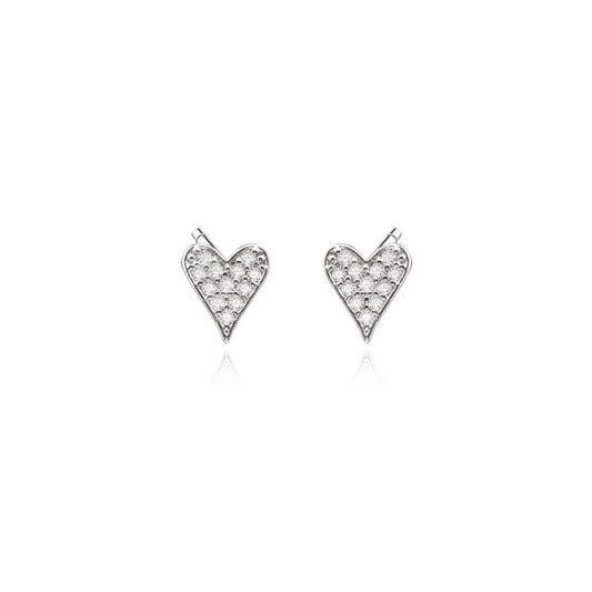 SMALL HEART EARRINGS | White Rhodium Plated