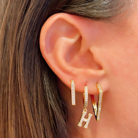 Studded Letters Earrings | 18K Gold Plated