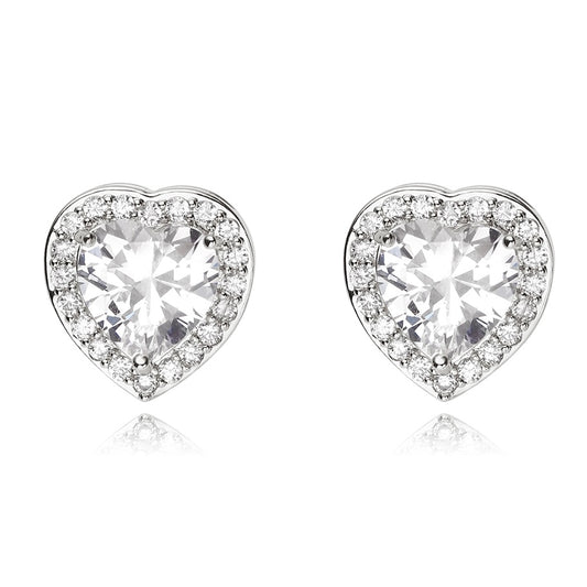 QUEEN HEART EARRINGS | White Rhodium Plated