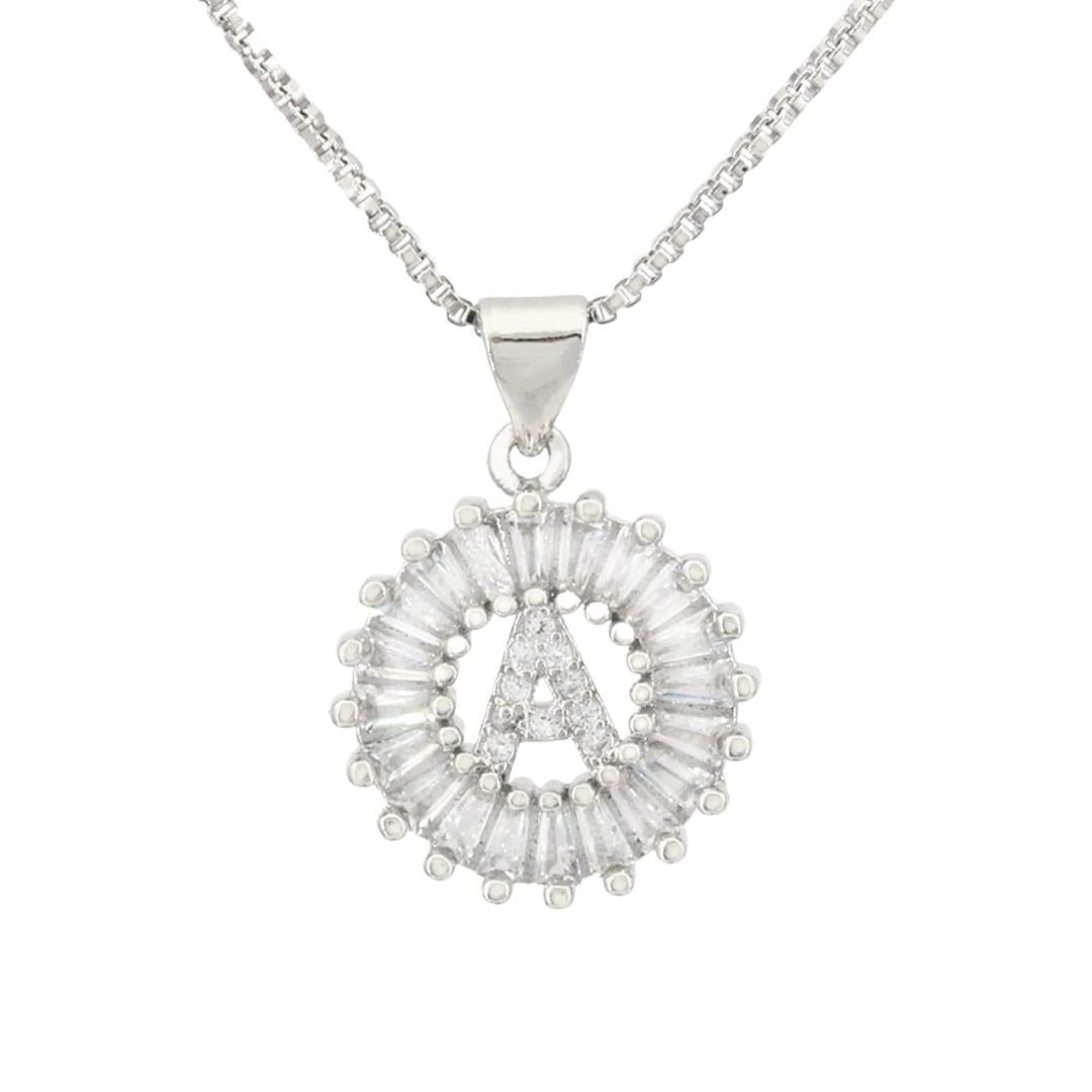 New Small Mandala Letter Necklace A - Z | WHITE RHODIUM PLATED