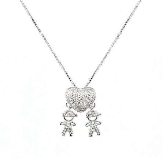 BOY & BOY NECKLACE | Double White Rhodium Plated