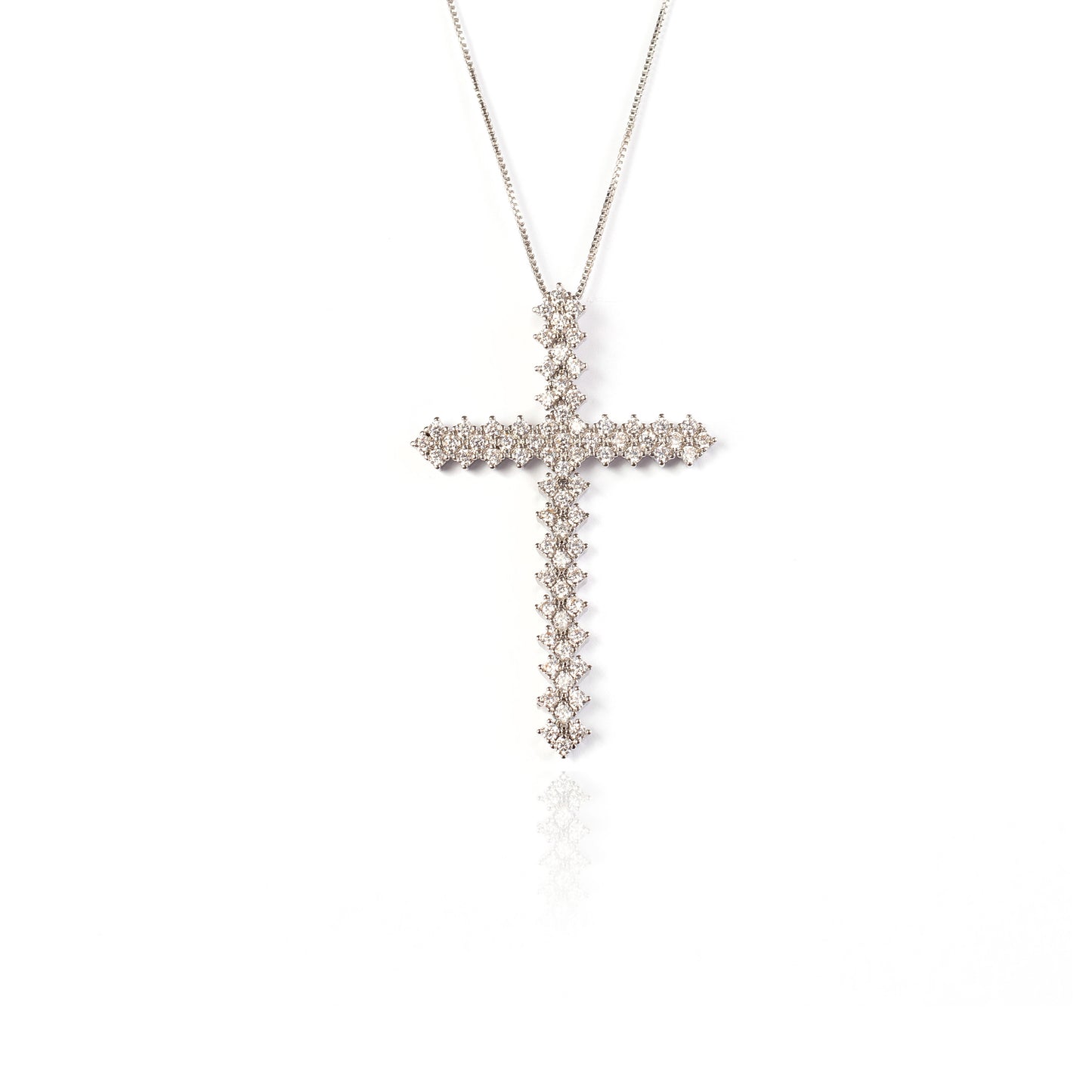WHITE MOVABLE CROSS | White Rhodium Plated