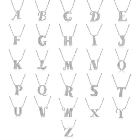 Letter Necklace A - Z | White Rhodium Plated - Unique Brazilian Jewelry (4452582293579)