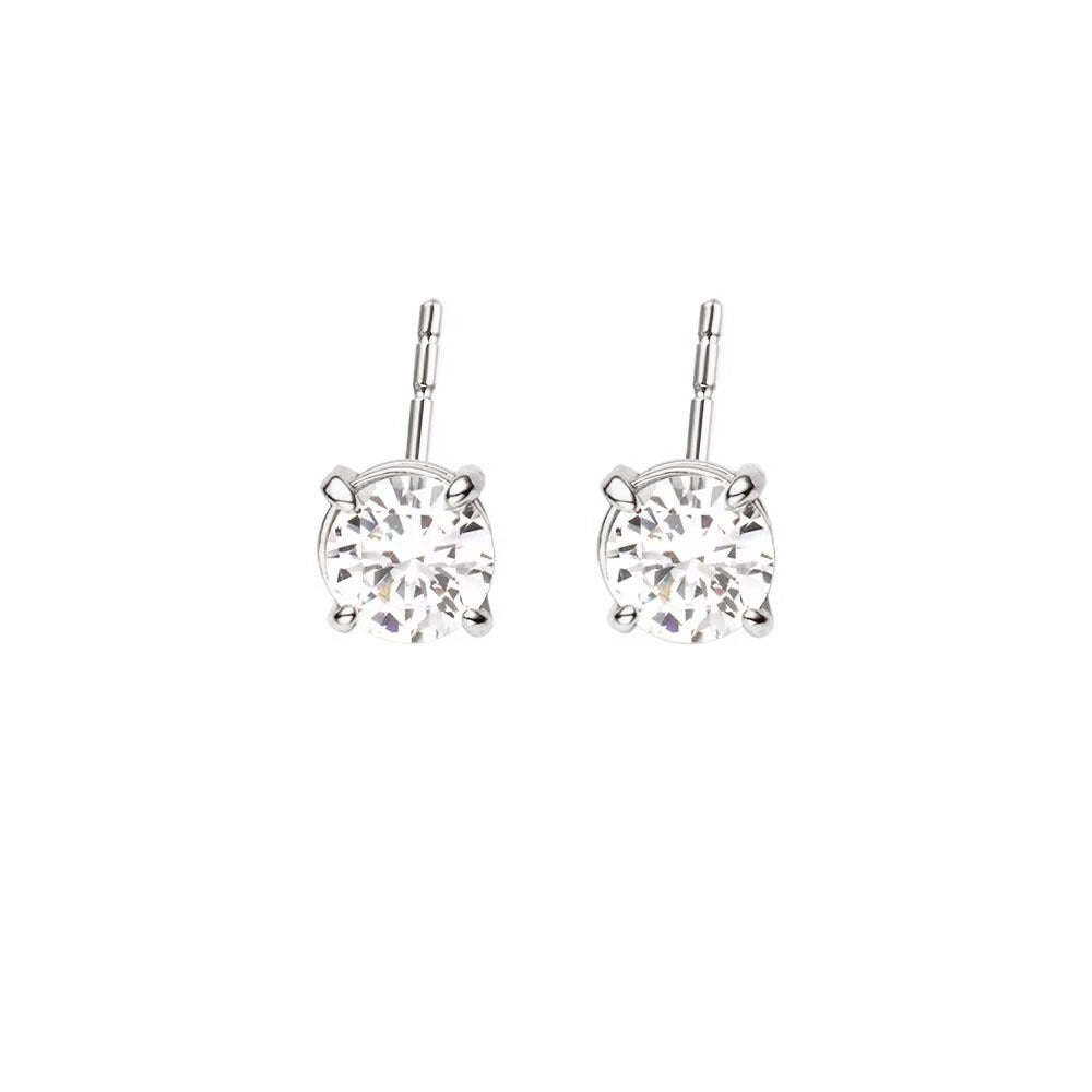 6MM STUD EARRINGS | Double White Rhodium Plated