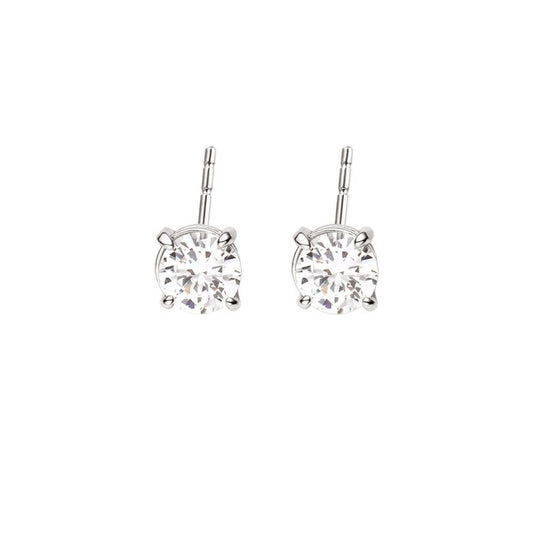 6MM STUD EARRINGS | Double White Rhodium Plated