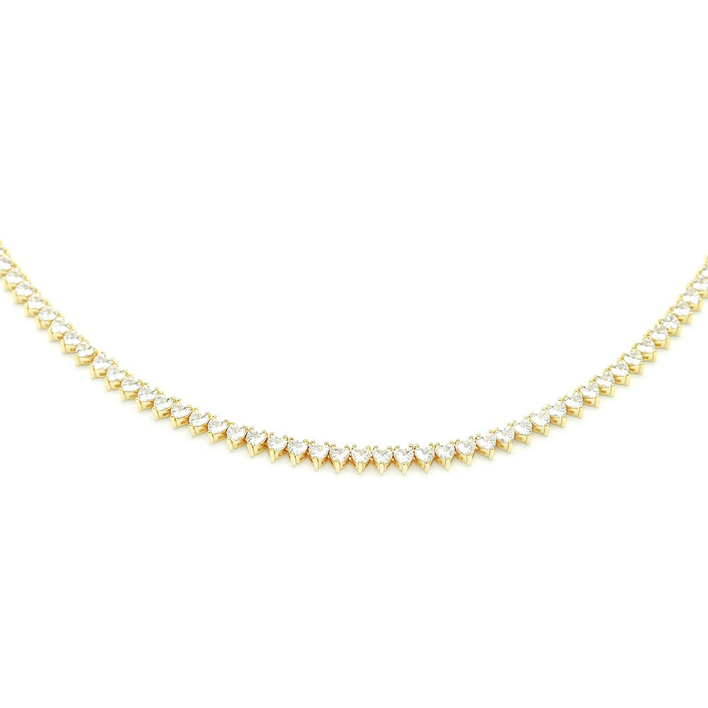 LUX HEART ICE NECKLACE 16" or 18" INCHES 4MM | 18K Gold Plated