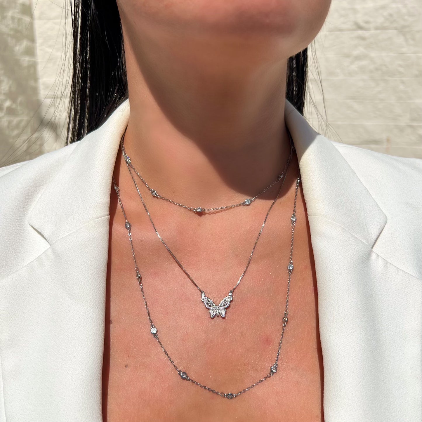 ELEGANT BUTTERFLY NECKLACE | White Rhodium Plated