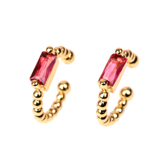 PAIR OF PINK FAKE PIERCING | 18K Gold Plated