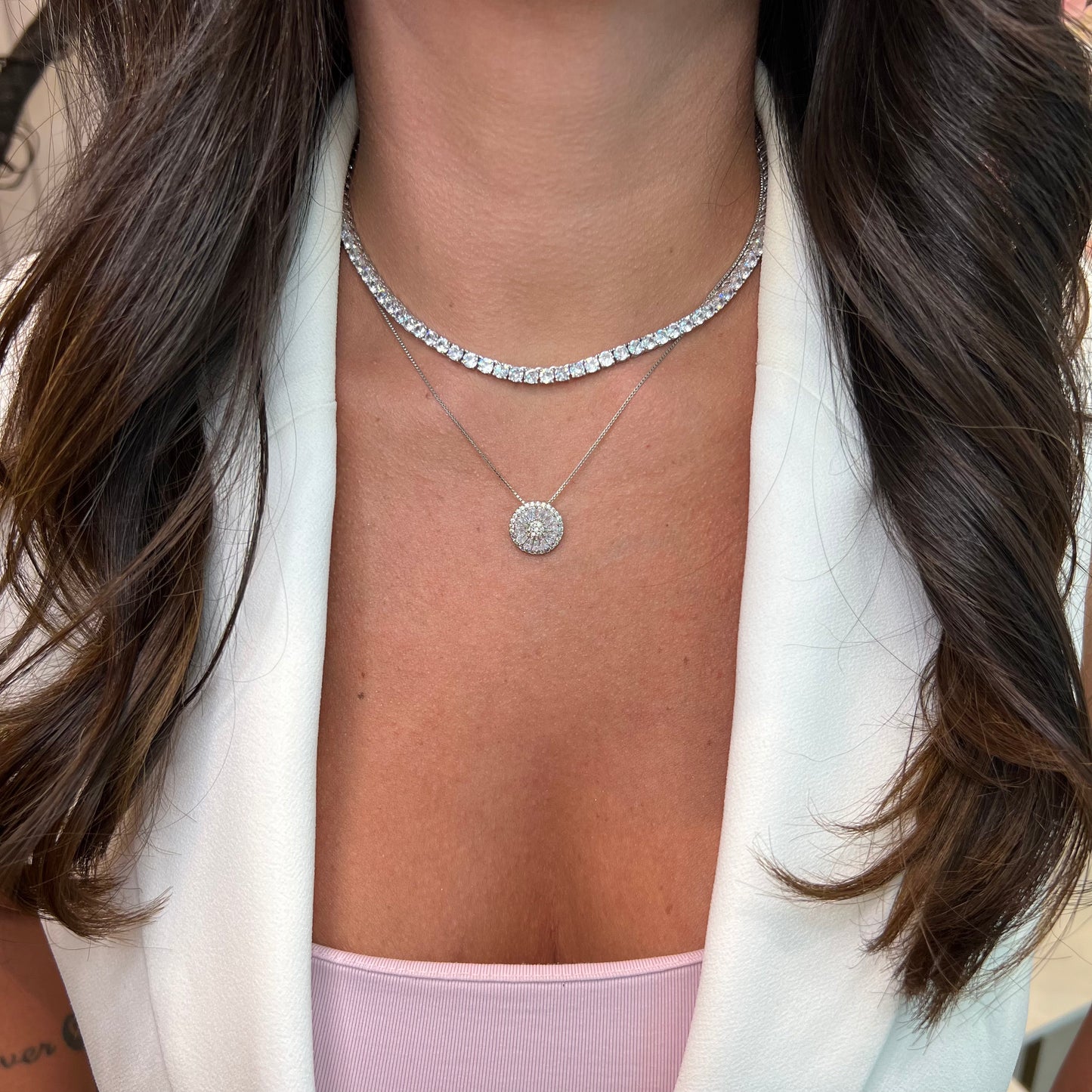 PIZZA NECKLACE | White Rhodium Plated