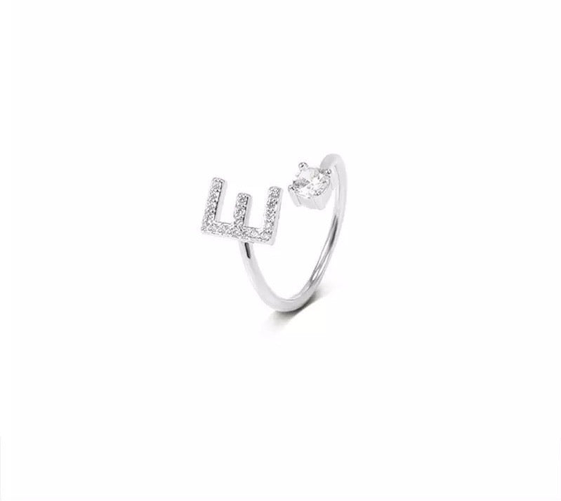Letter Ring A - Z | WHITE RHODIUM PLATED