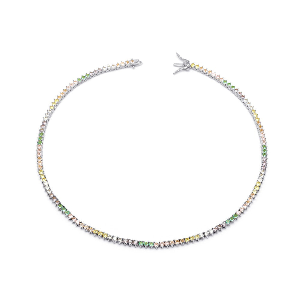 TENNIS CHAIN NECKLACE 16" or 18" INCHES 3MM | White Rhodium Plated