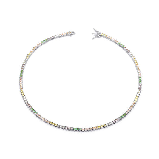 TENNIS CHAIN NECKLACE 16" or 18" INCHES 3MM | White Rhodium Plated