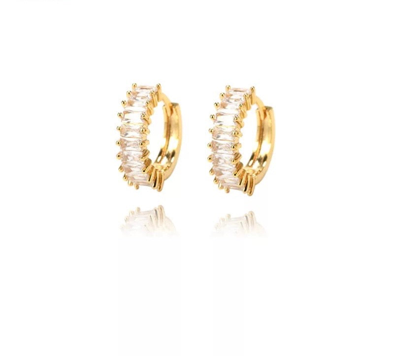 STUDDED HOOPS EARRINGS | Double 18K Gold Plated