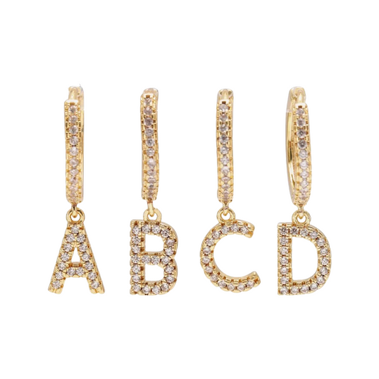 Studded Letters Earrings | 18K Gold Plated