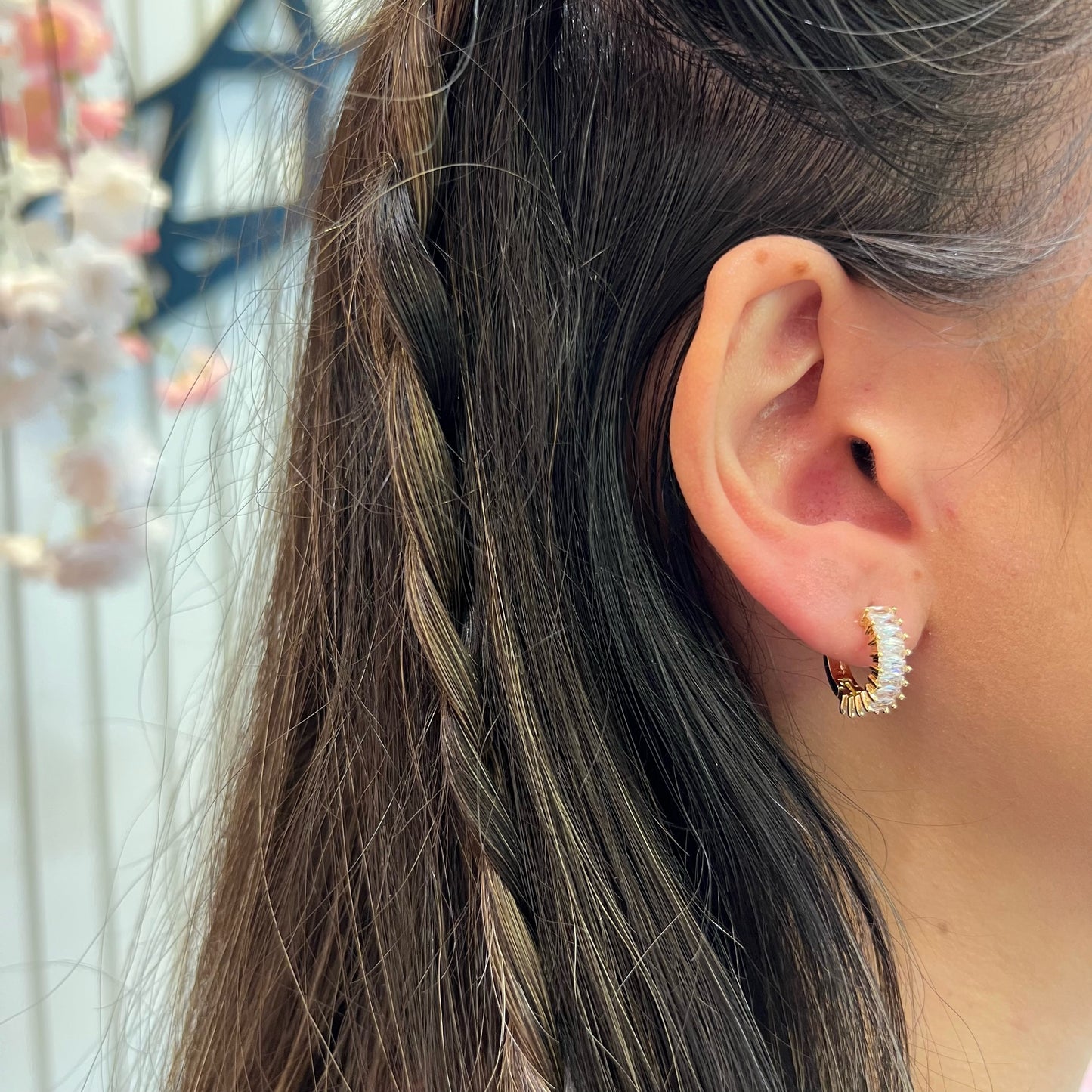 STUDDED HOOPS EARRINGS | Double 18K Gold Plated