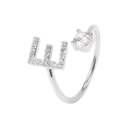 Letter Ring A - Z | WHITE RHODIUM PLATED